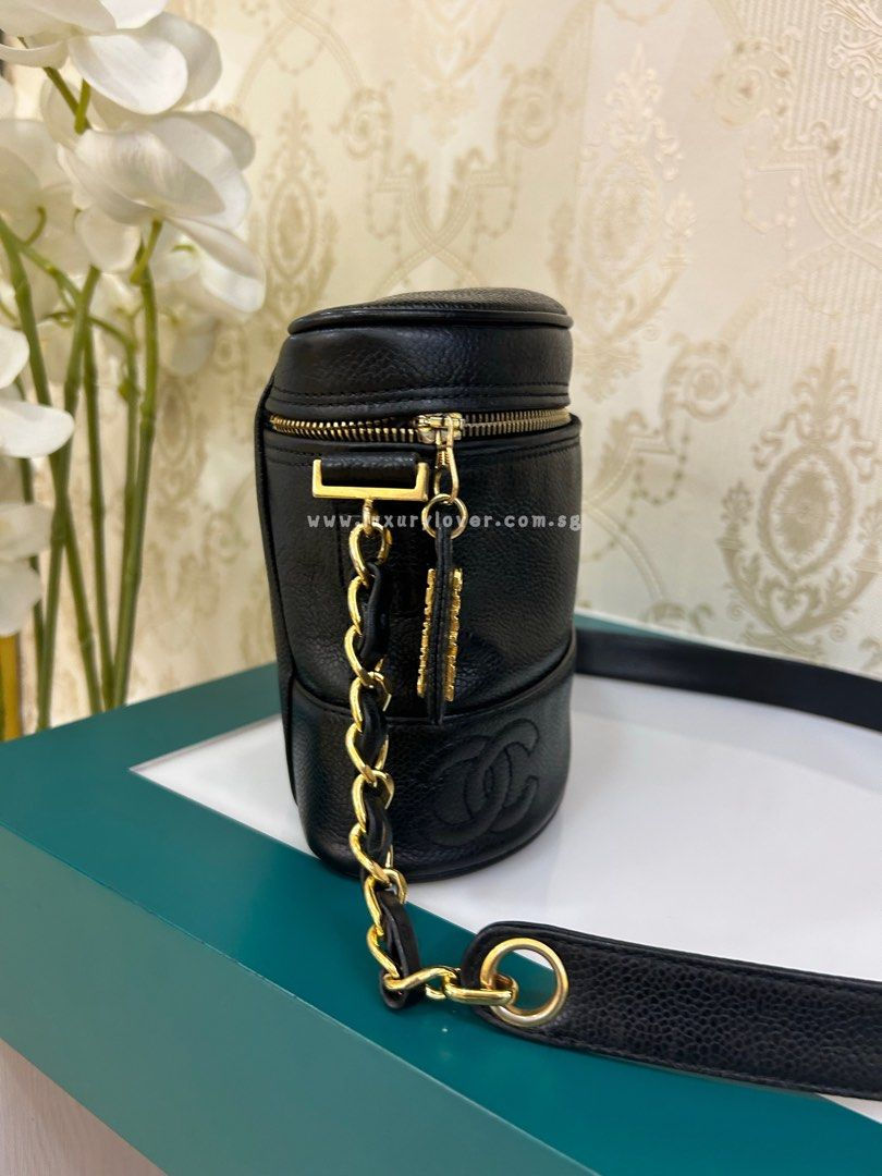 Thumbnail: #4 Chanel Vintage logo Bag Box and Evening Piece Black Caviar 24K