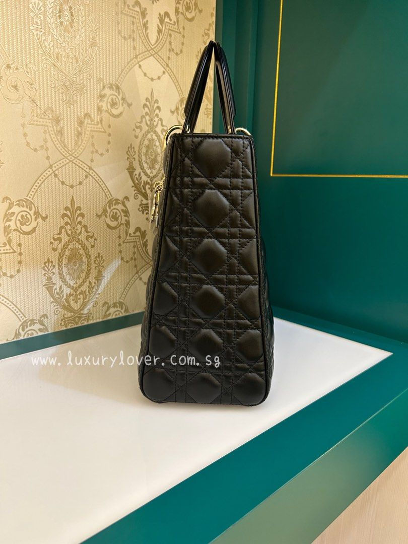 Thumbnail: Brand New Lady Dior Large Black Lamb Light GHW