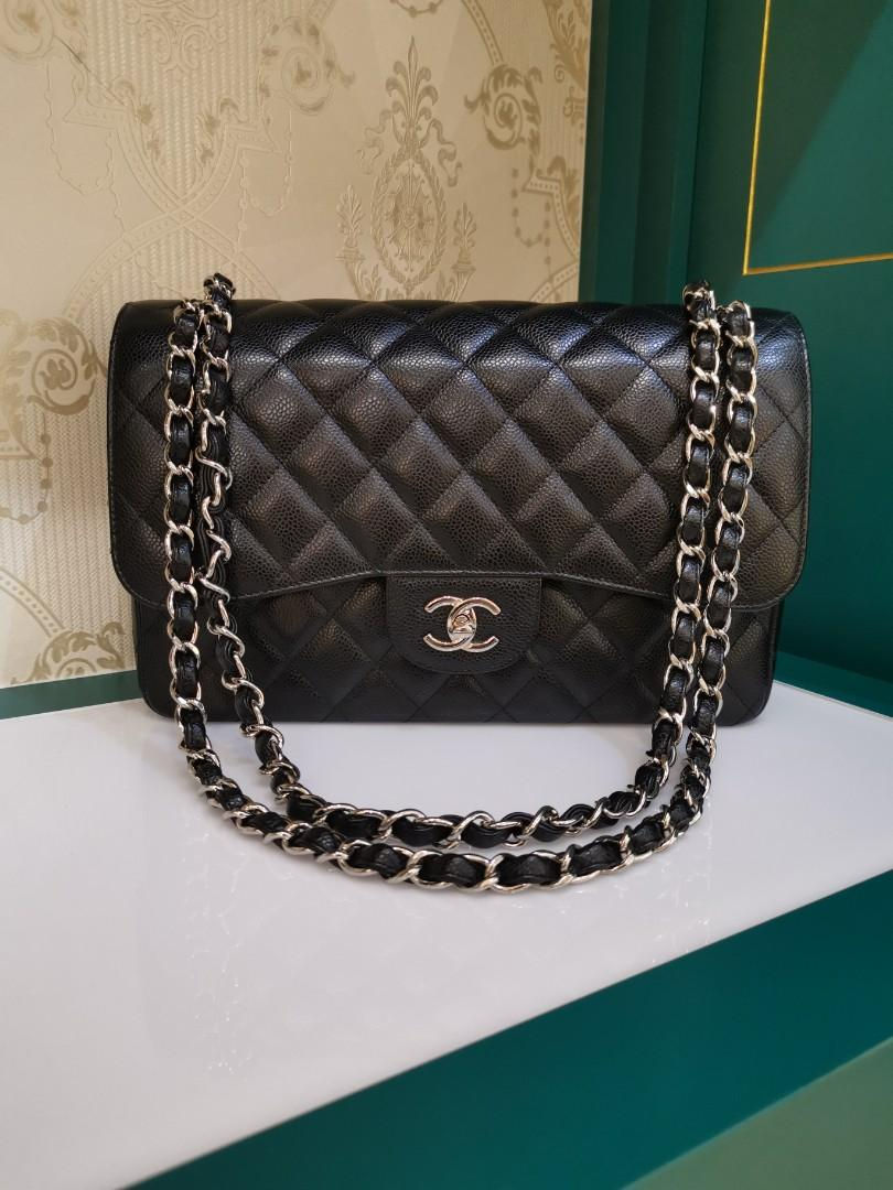 Thumbnail: #24 LNIB Chanel Jumbo Classic Double Flap Black Caviar SHW
