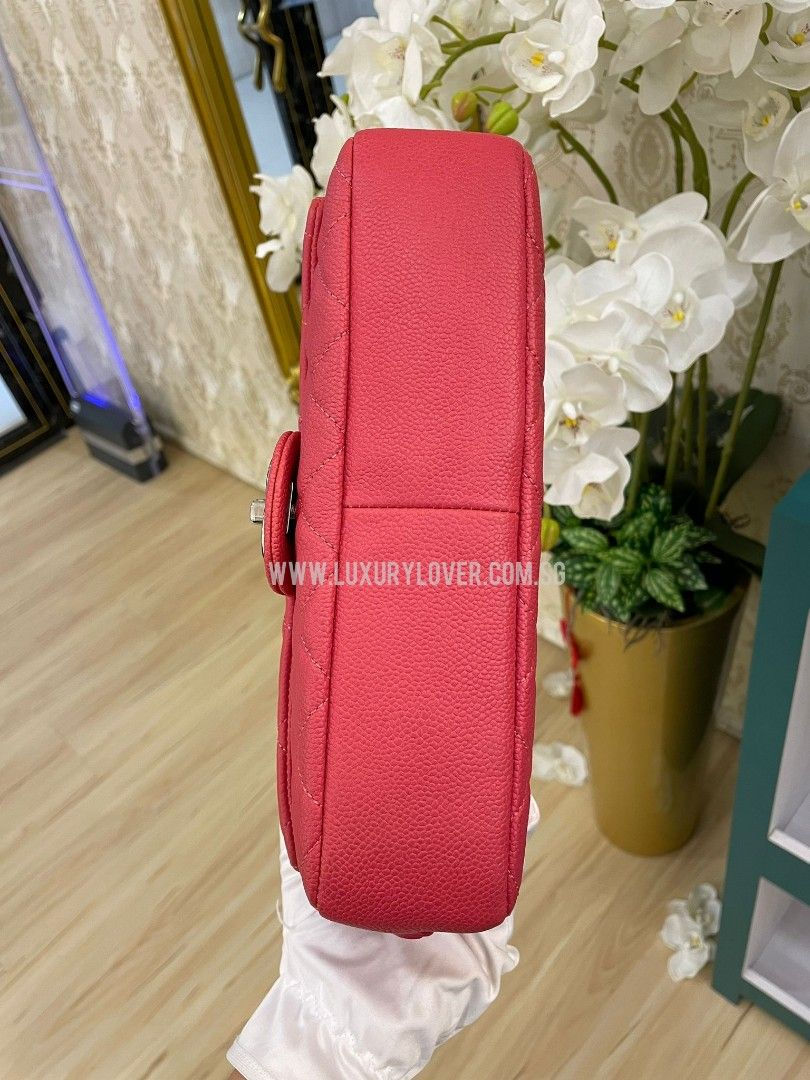 Thumbnail: #20 Like New Chanel Easy Flap Medium Coral Caviar SHW