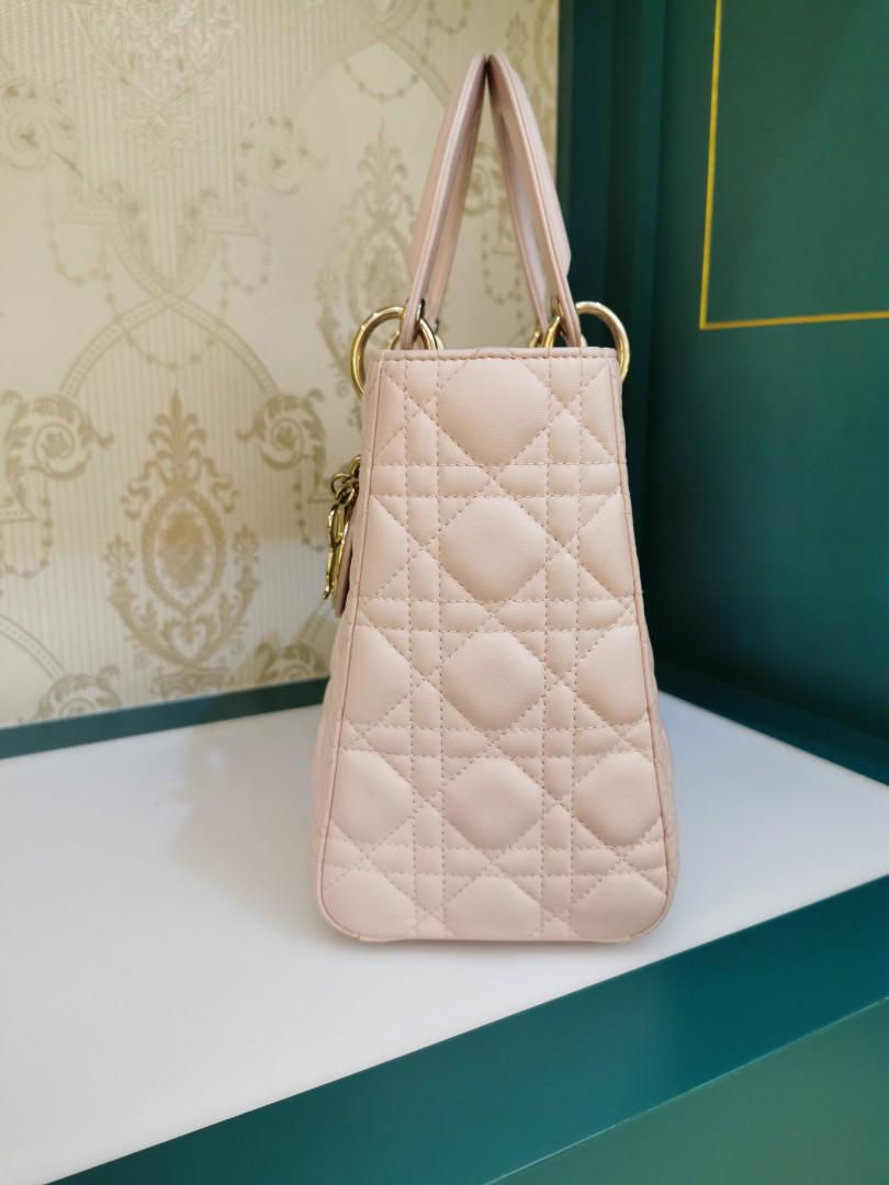 Thumbnail: Like New Lady Dior Medium Powder Pink Lamb Light GHW