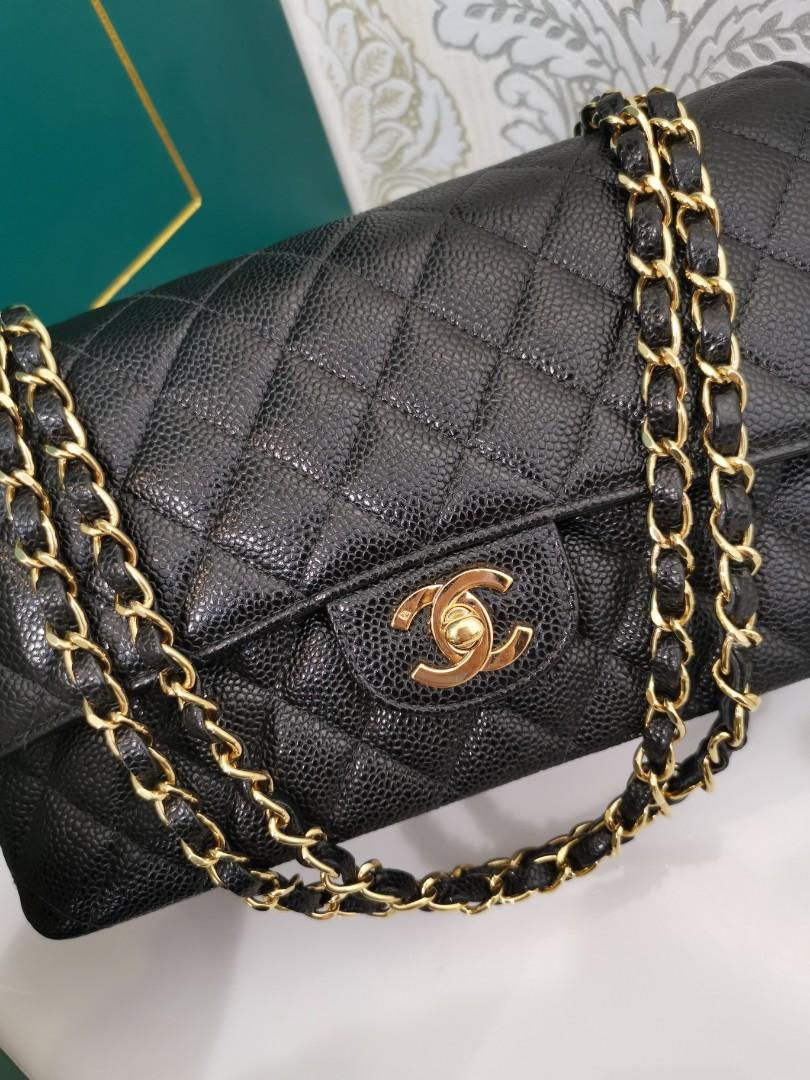 Thumbnail: #8 Like New Chanel Medium Classic Double Flap Black Caviar w GHW