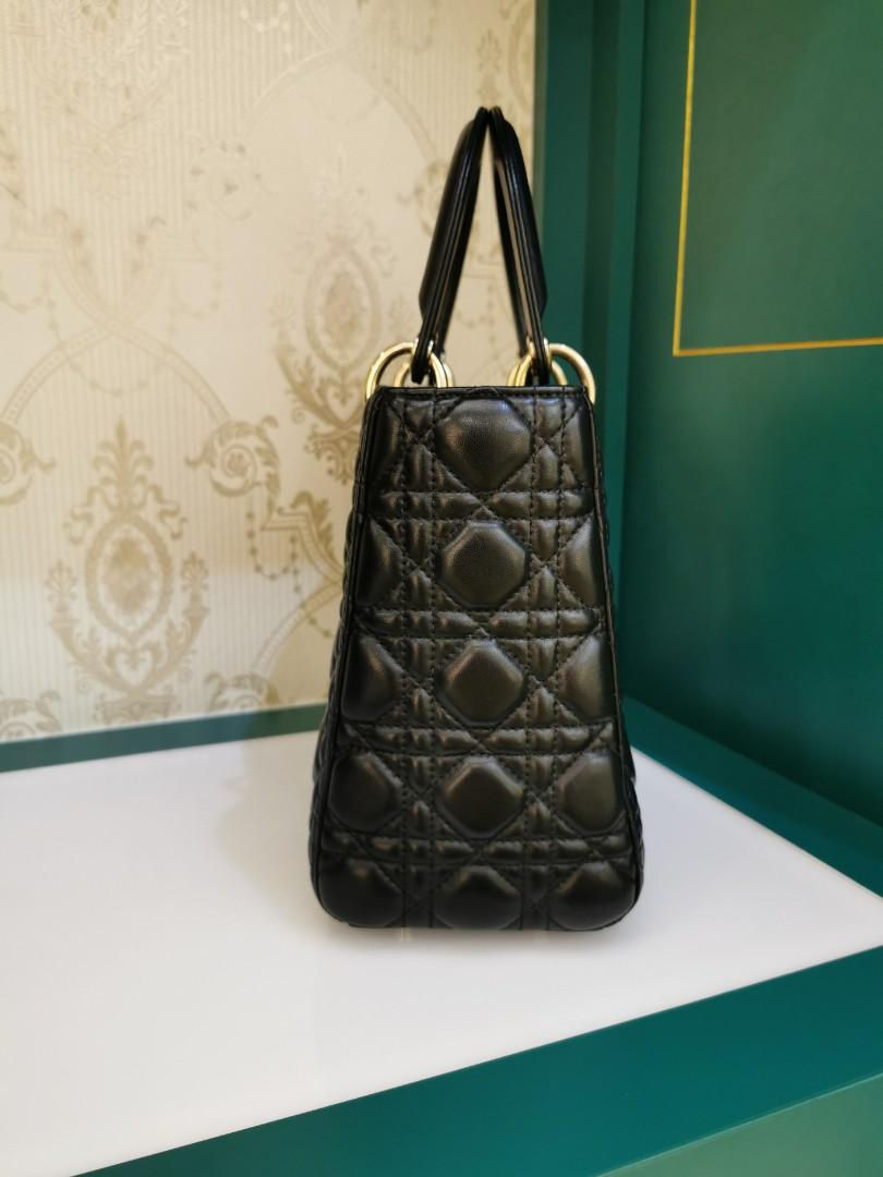 Thumbnail: like new Lady Dior Medium Black Lamb GHW
