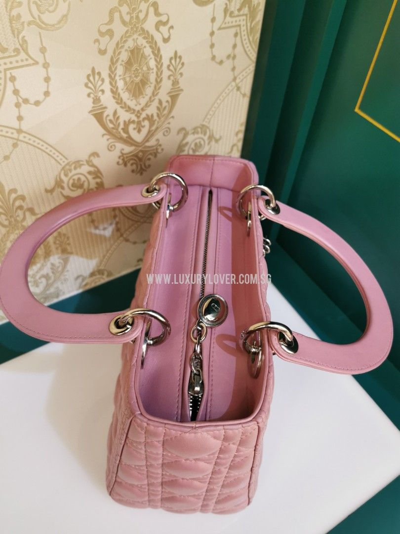 Thumbnail: Like New Lady Dior Medium Rose Lamb SHW