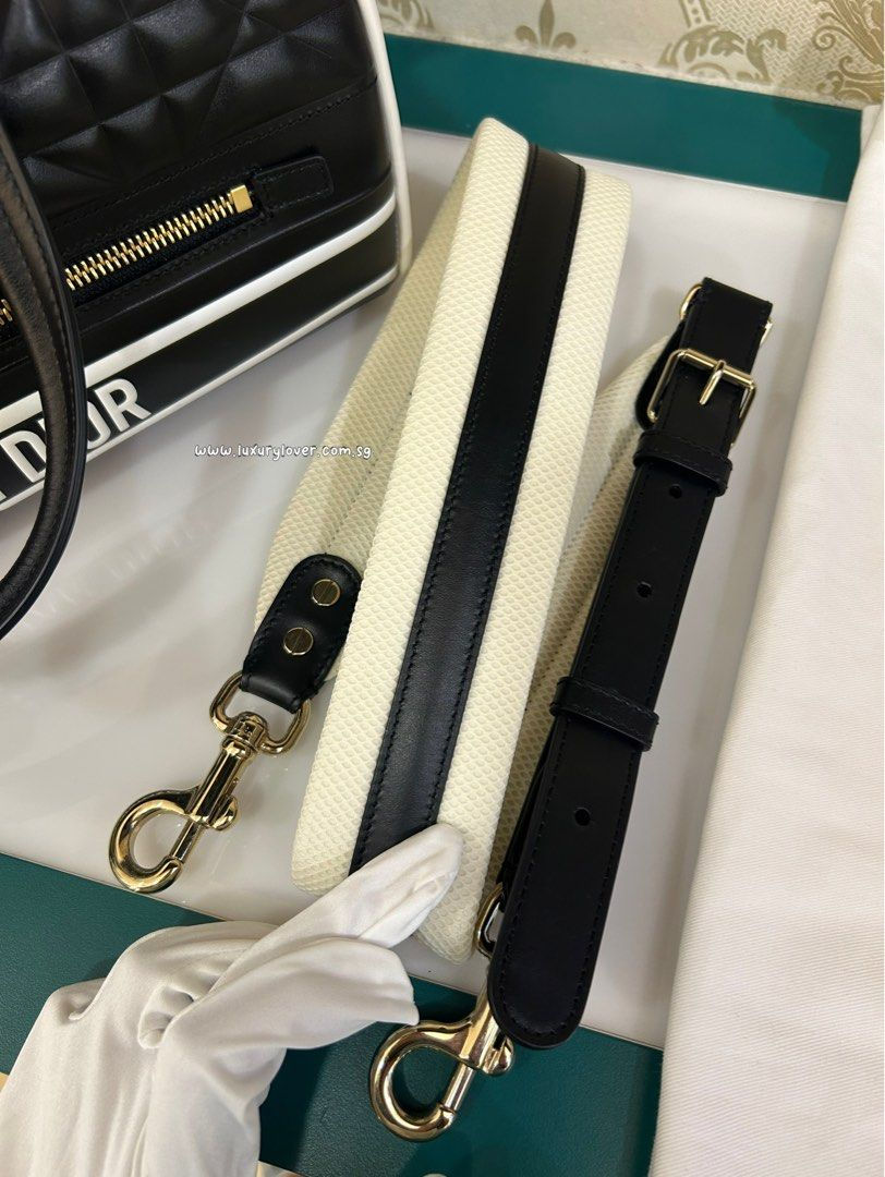 Thumbnail: Almost Brand New Dior Vibe Bowling Bag Medium Black/White Calf GHW