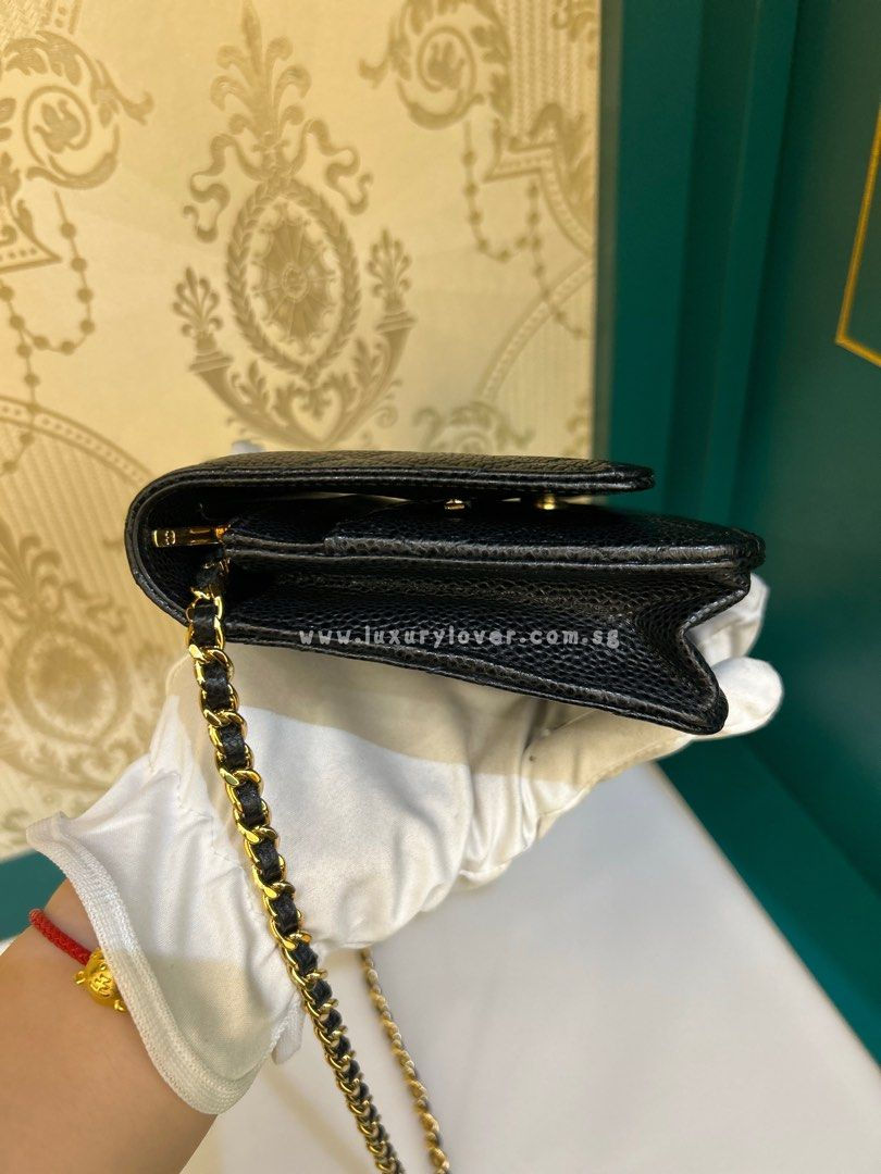 Thumbnail: #28 LNIB Chanel Wallet On Chain WOC Black Caviar GHW