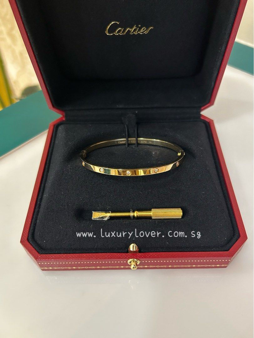 Thumbnail: LNIB Cartier Love Bracelet Small Model, 10 Diamonds