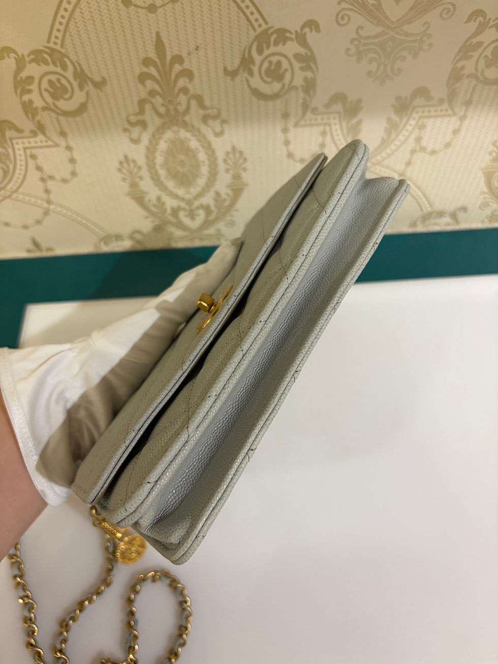 Thumbnail: Chanel 23C Wallet on Chain WOC Light Grey Caviar GHW(Cash S$3,450)