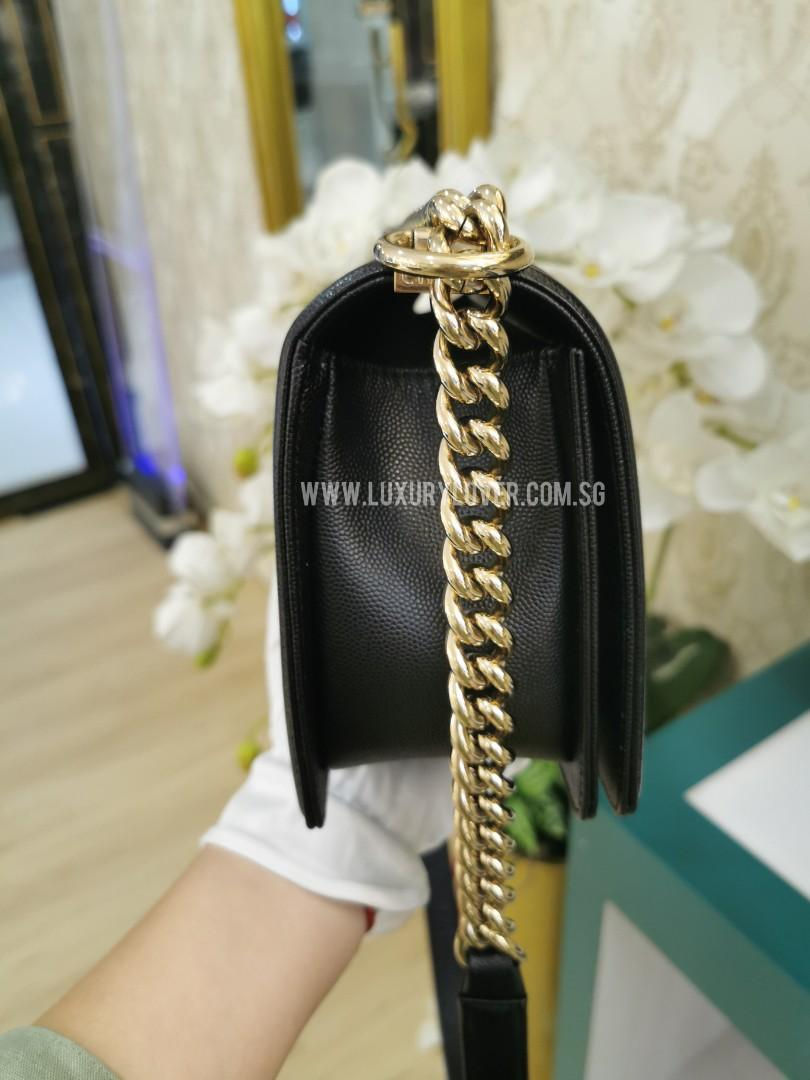Thumbnail: #25 LNIB Chanel Boy Chevron Old Medium Black Caviar Light GHW
