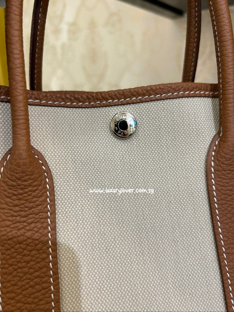Thumbnail: BNIB Hermes Garden Party 30 Beton/ Gold Canvas/Negonda PHW