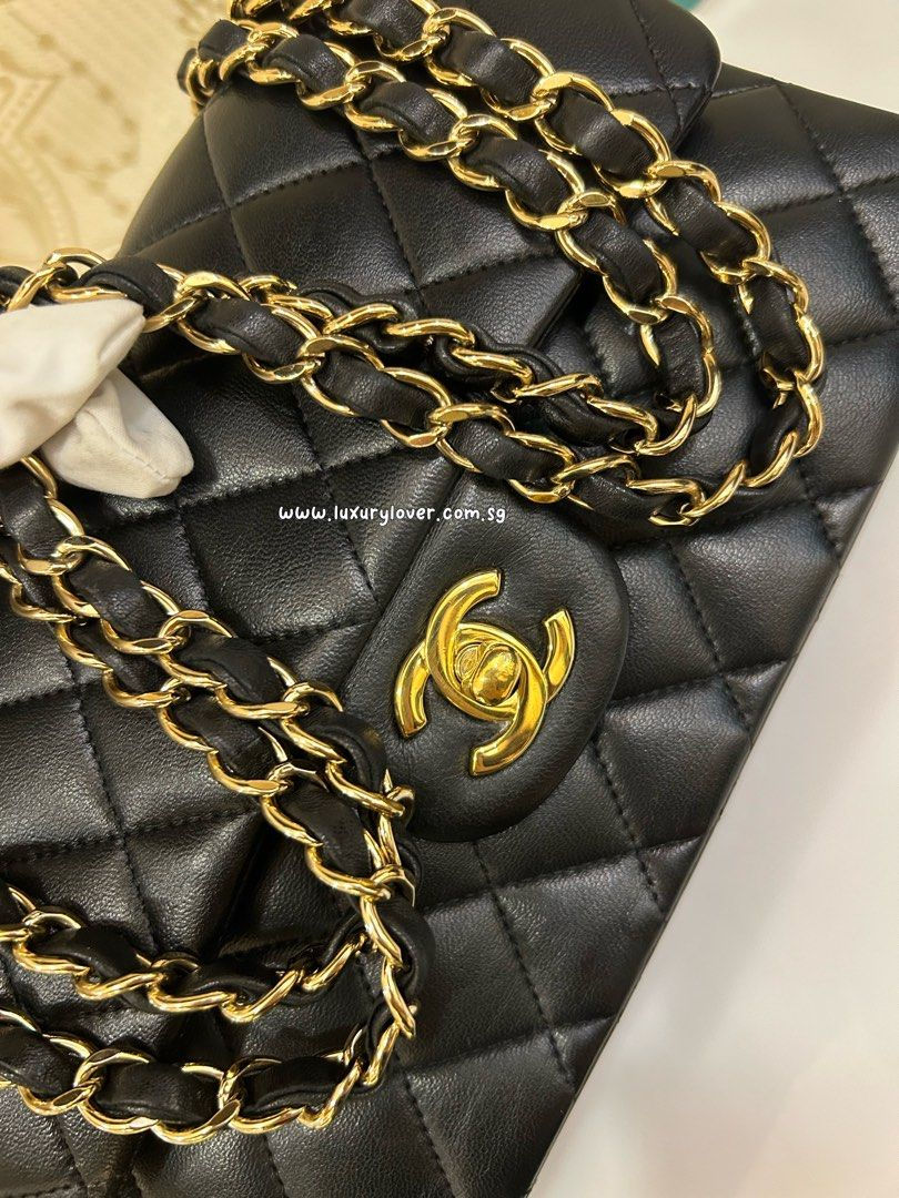 Thumbnail: #16 LNIB Chanel Classic Double Flap Small Black Lamb GHW