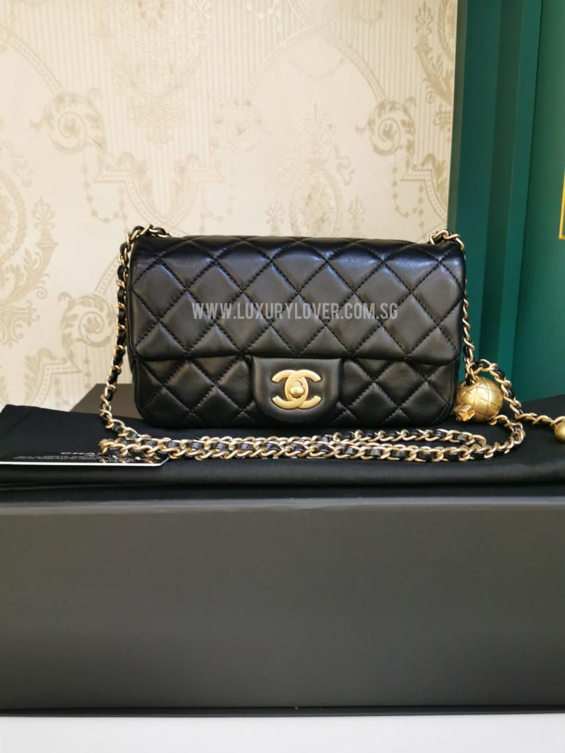 #30 LNIB Chanel Mini Rectangle Pearl Crush Black Lamb GHW