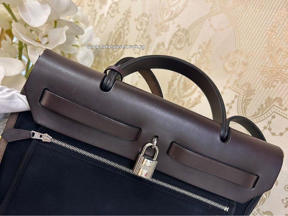 Thumbnail: Hermes Herbag 31 Zip Bag Ebene/Black Toile/Vache Hunter PHW