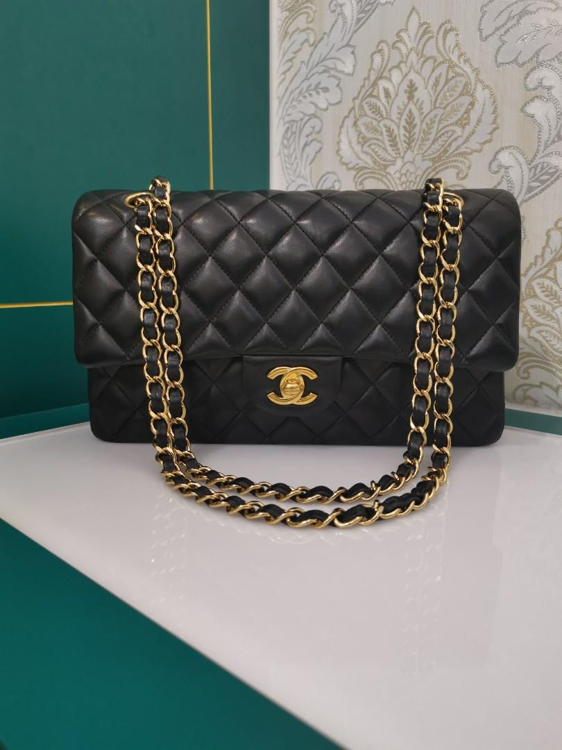 Thumbnail: #20 LNIB Chanel Medium Classic Double Flap Black Lamb GHW