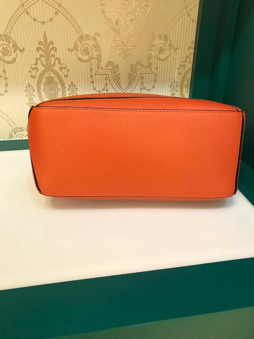 Thumbnail: Almost New Loewe Puzzle Small Vermillion/Orange Grained Calf SHW