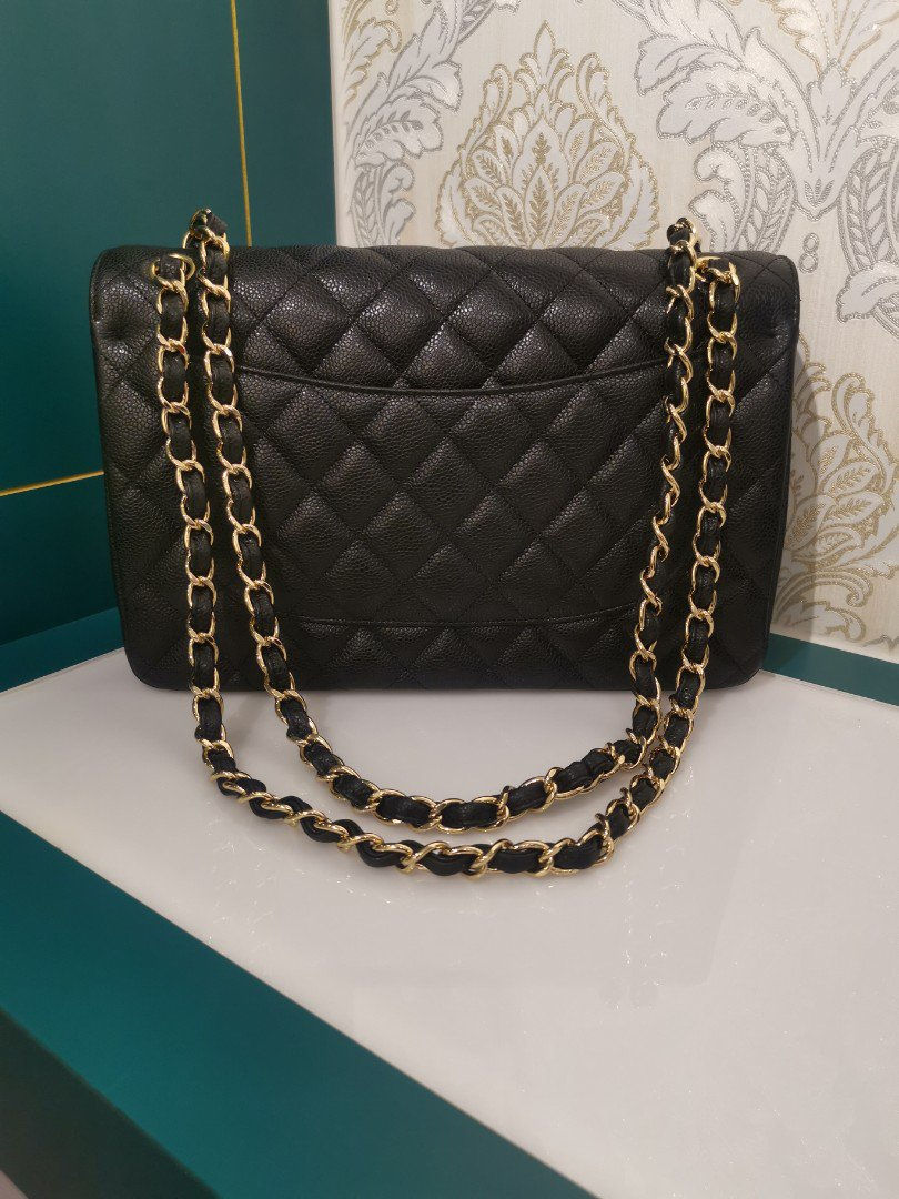 Thumbnail: #18 Brand New Chanel Jumbo Classic Double Flap Caviar Black with GHW