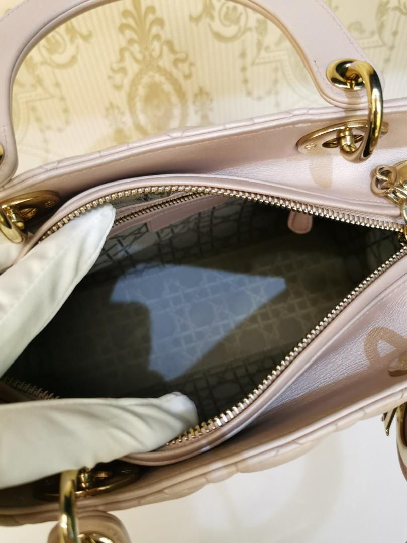 Thumbnail: Like New Lady Dior Medium Lotus Pearly Pink Lamb Light GHW