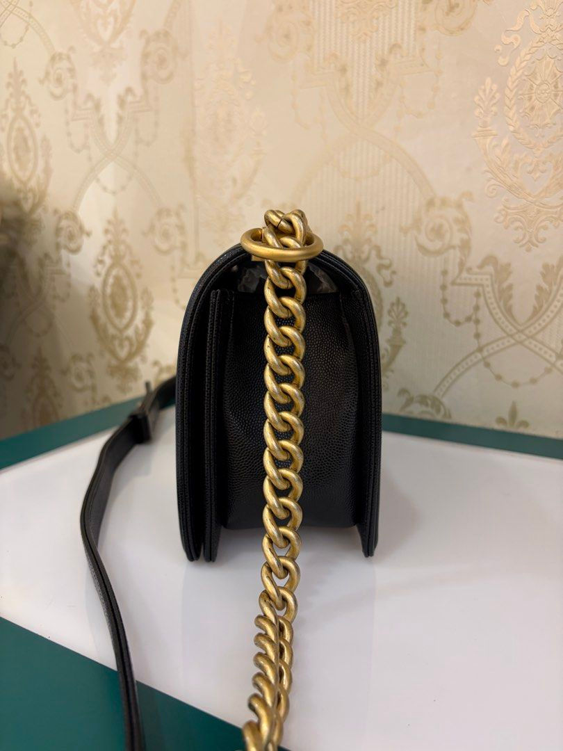 Thumbnail: Chanel Boy Old Medium Black Caviar Gold Hardware
