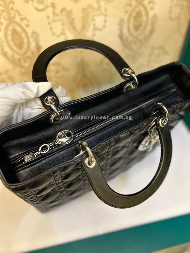 Thumbnail: Lady Dior Large Black Lamb SHW