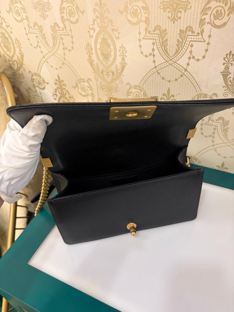 Thumbnail: Chanel Boy Old Medium Black Caviar Gold Hardware