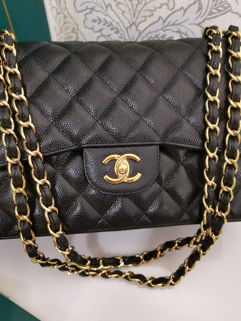 Thumbnail: #28 BNIB Chanel Jumbo Classic Double Flap Black Caviar with GHW