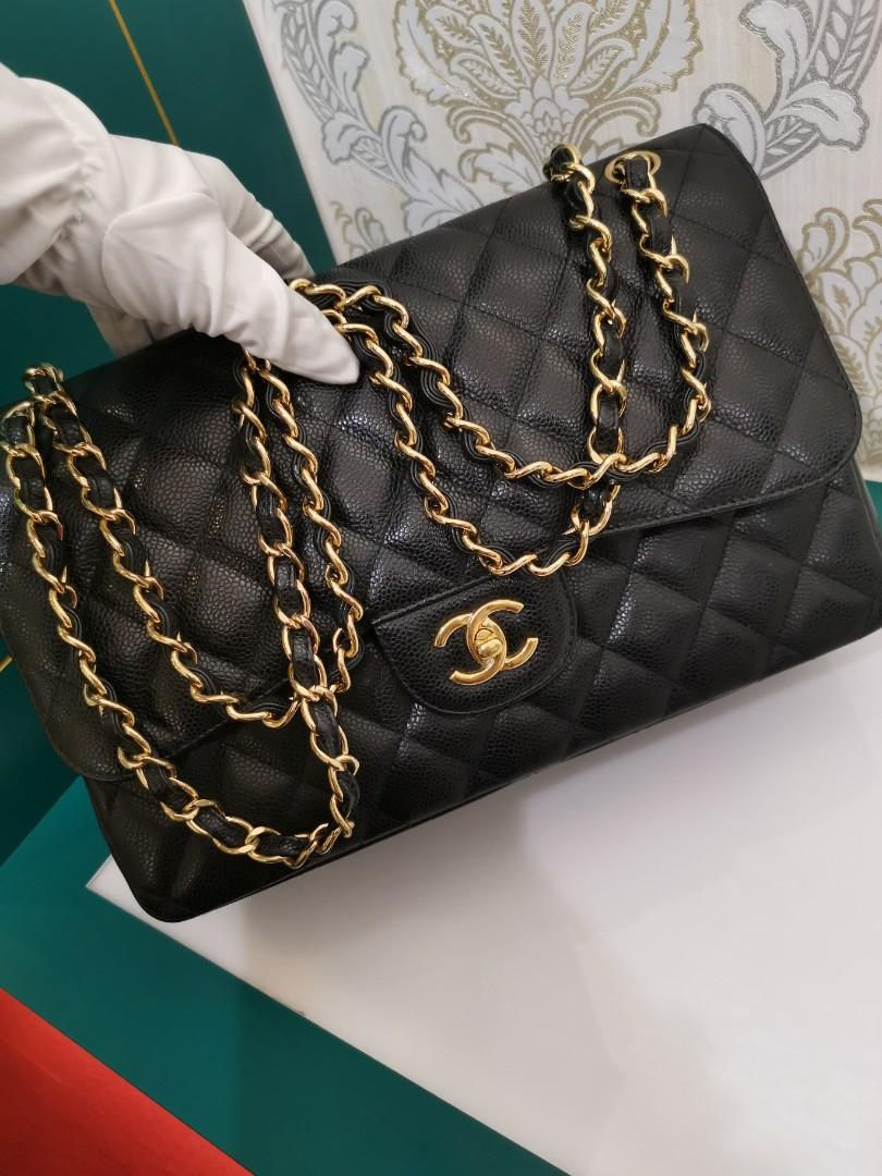 Thumbnail: #22 LNIB Chanel Jumbo Classic Double Flap Black Caviar with GHW