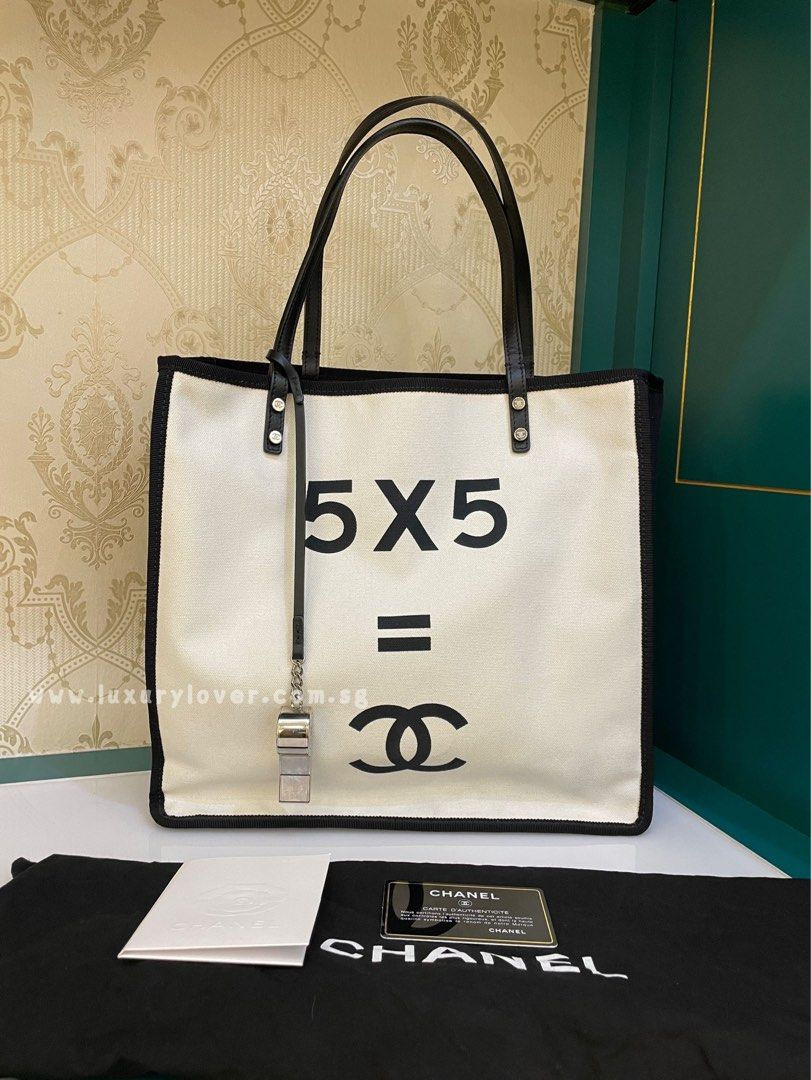 #20 Chanel 5 x 5 Bag Small Shopping Tote White