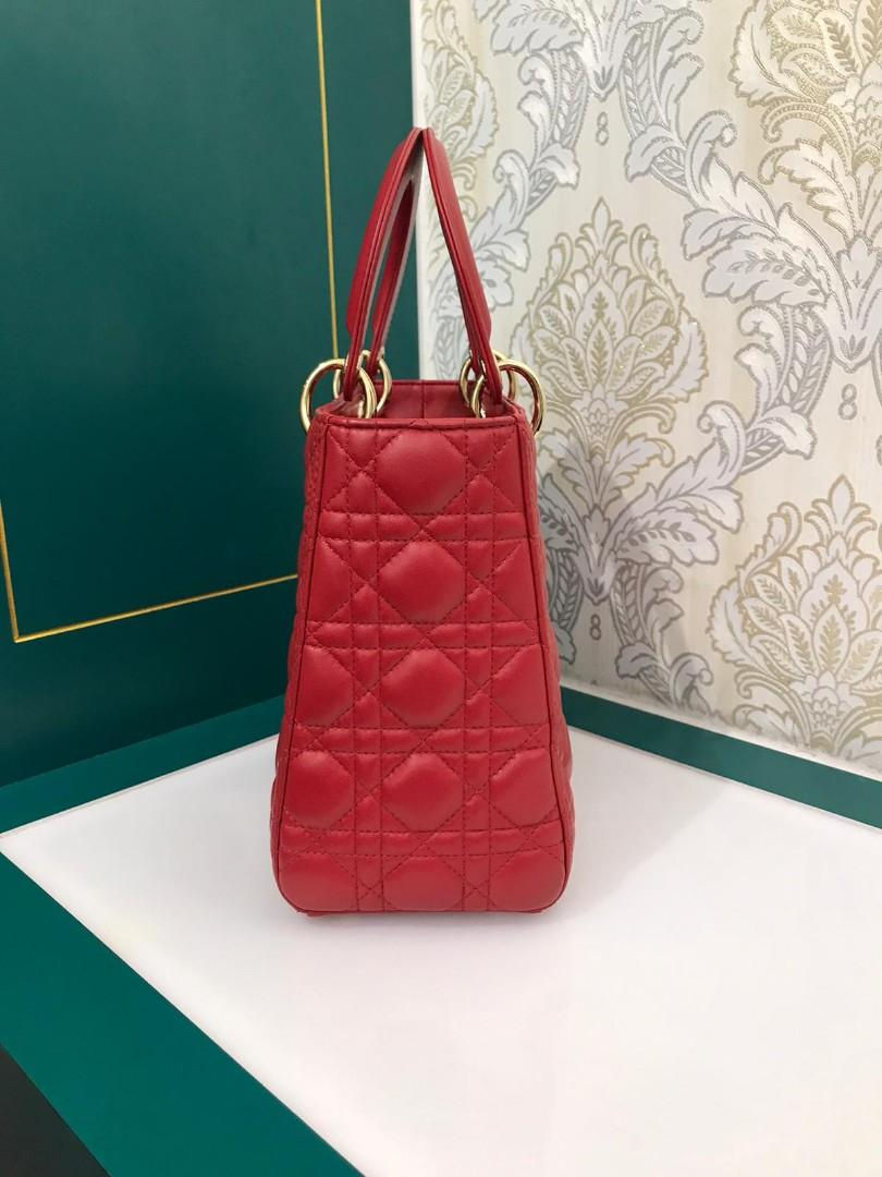 Thumbnail: LNIB Lady Dior Medium Red Lamb GHW