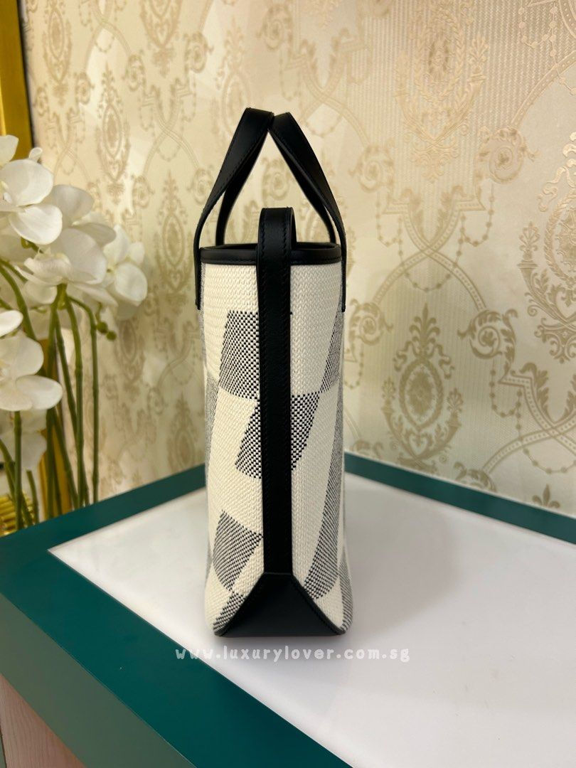 Thumbnail: BNIB Hermes Cabas H En Biais 27 Ecru/Black Canvas/Calf