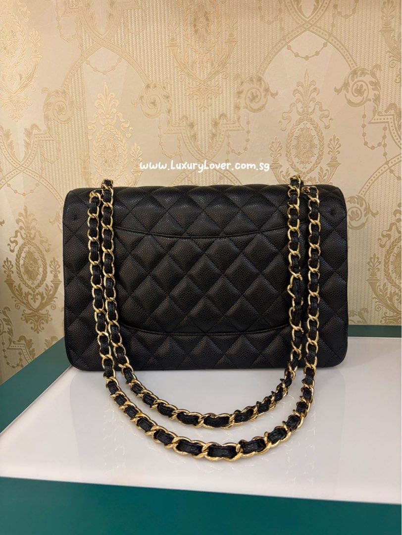 Thumbnail: Chanel Jumbo Classic Double Flap Black Caviar Gold Hardware(CashS$7,460)