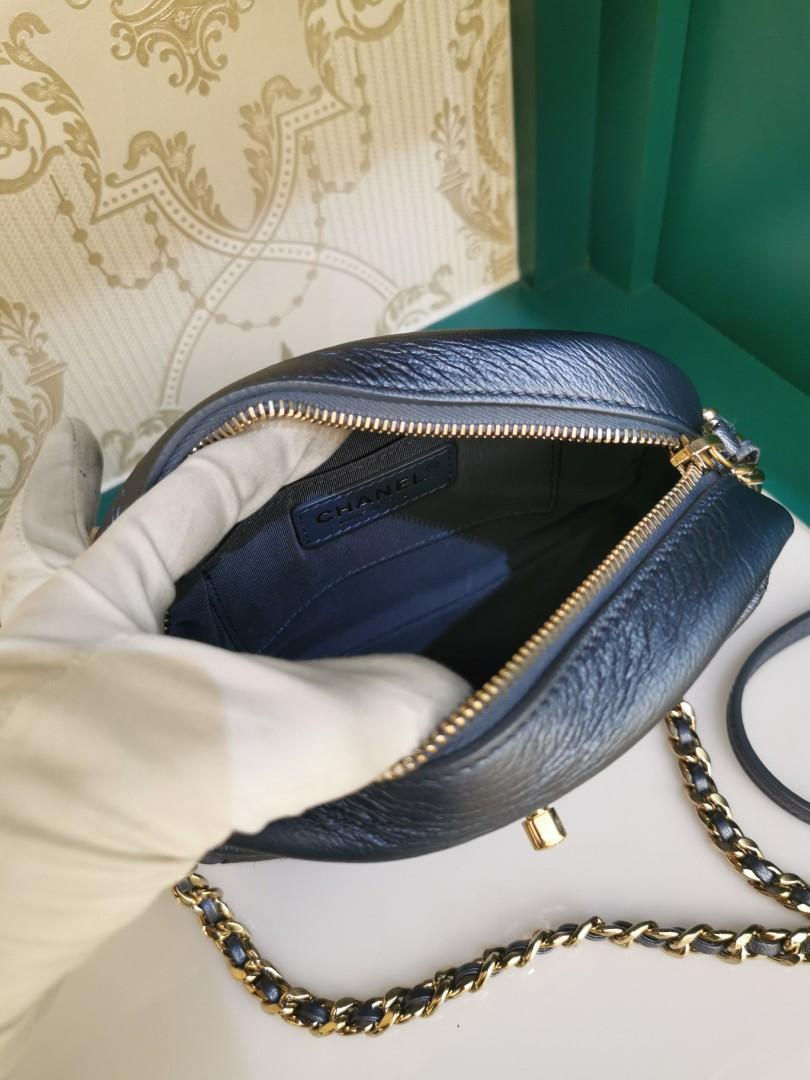 Thumbnail: #26 Like New Chanel Camera Case Blue Iridescent Goatskin GHW