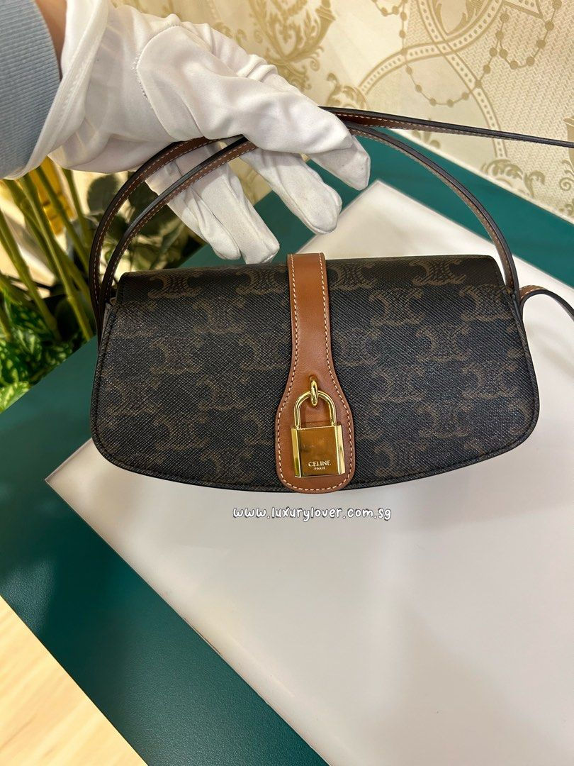 Thumbnail: Like New Celine Clutch on Strap Tabou in Triomphe Canvas & Calf GHW