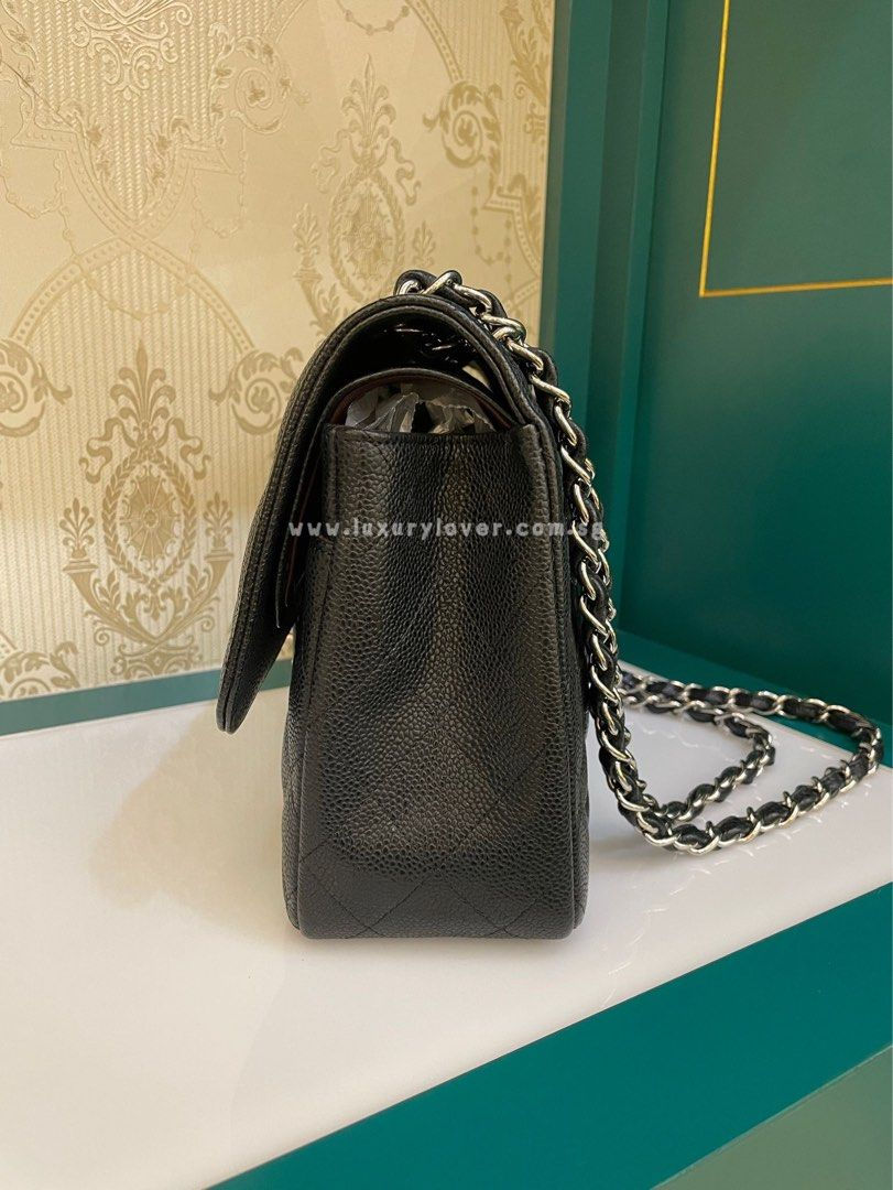 Thumbnail: #14 LNIB Chanel Jumbo Classic Double Flap Black Caviar SHW