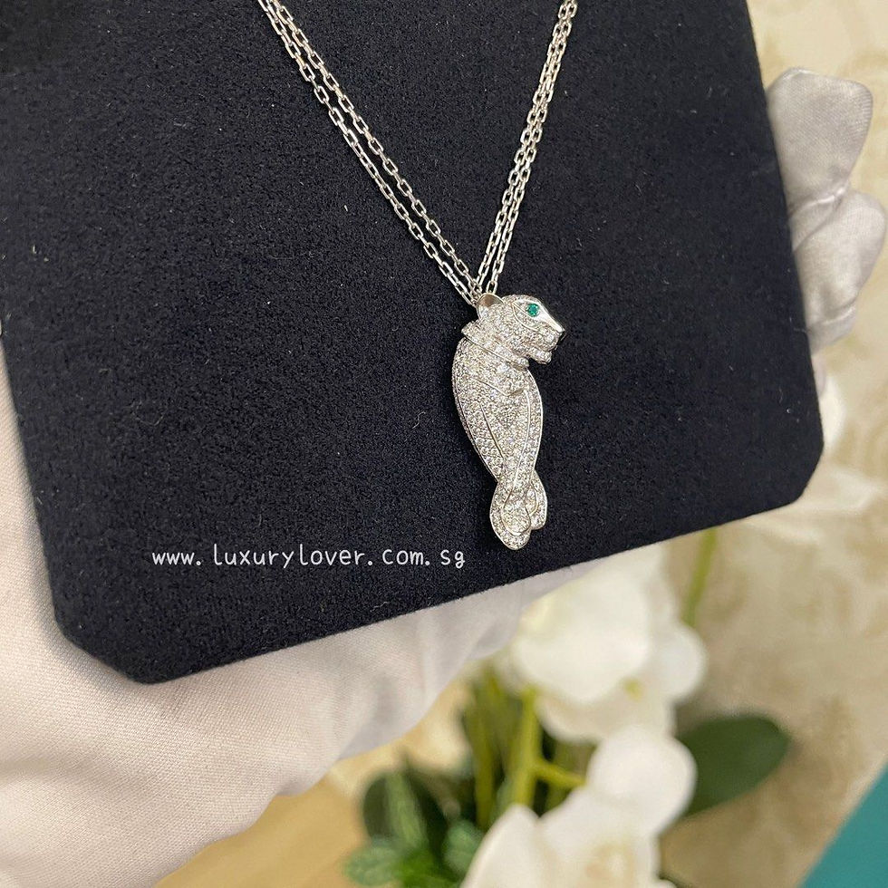 Thumbnail: LNIB Cartier Necklace Panthère de WhiteGold,Onyx,Emerald,Diamonds