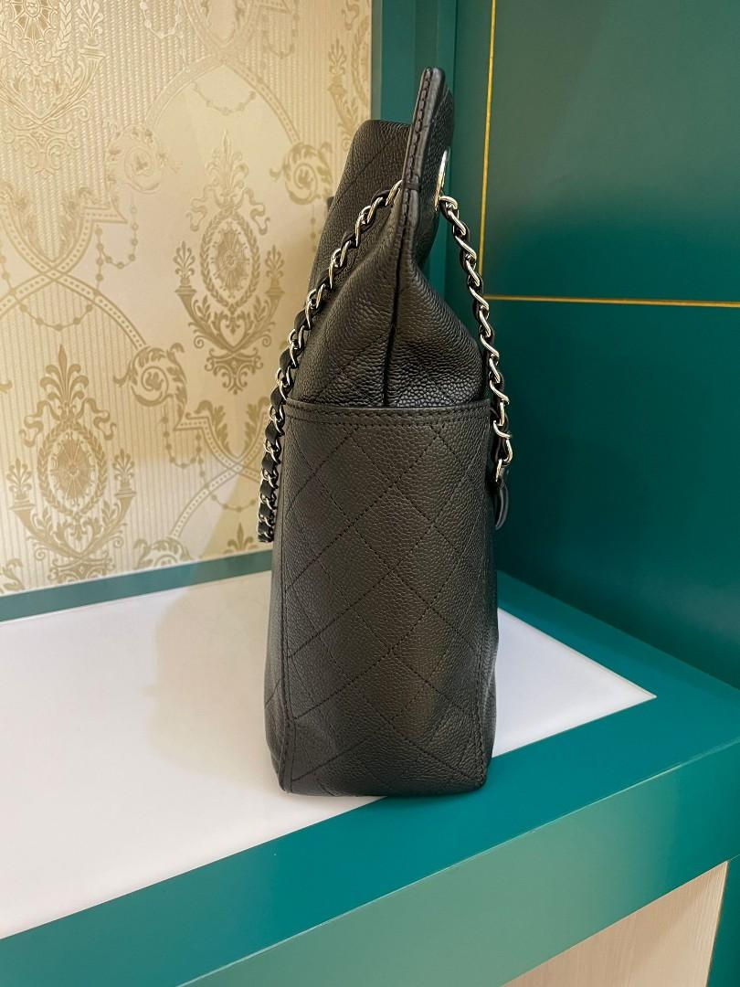 Thumbnail: #19 Like New Chanel Hobo Tote Bag Black Caviar SHW