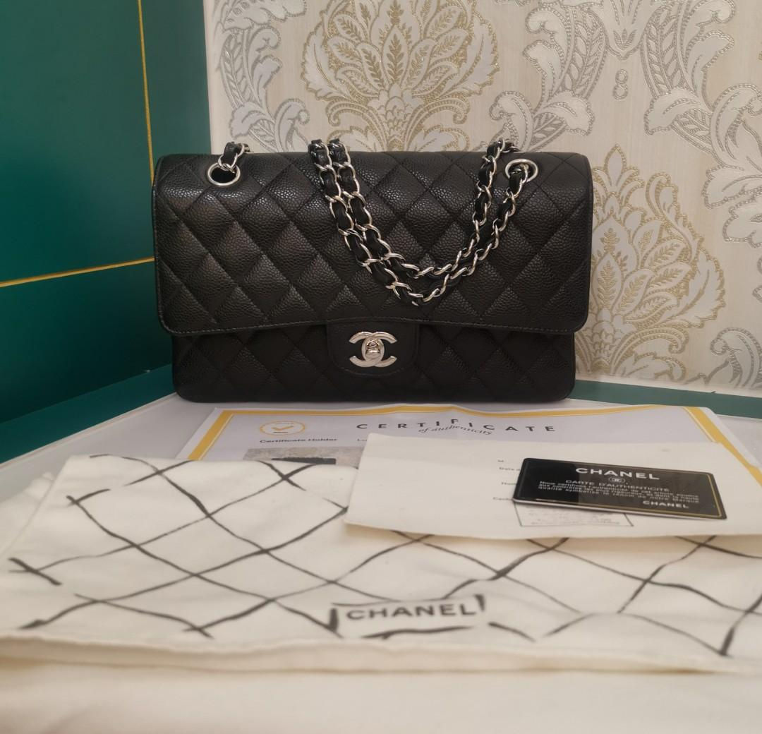 #16 Almost New Chanel Classic Double Flap Medium Black Cavair with SHW