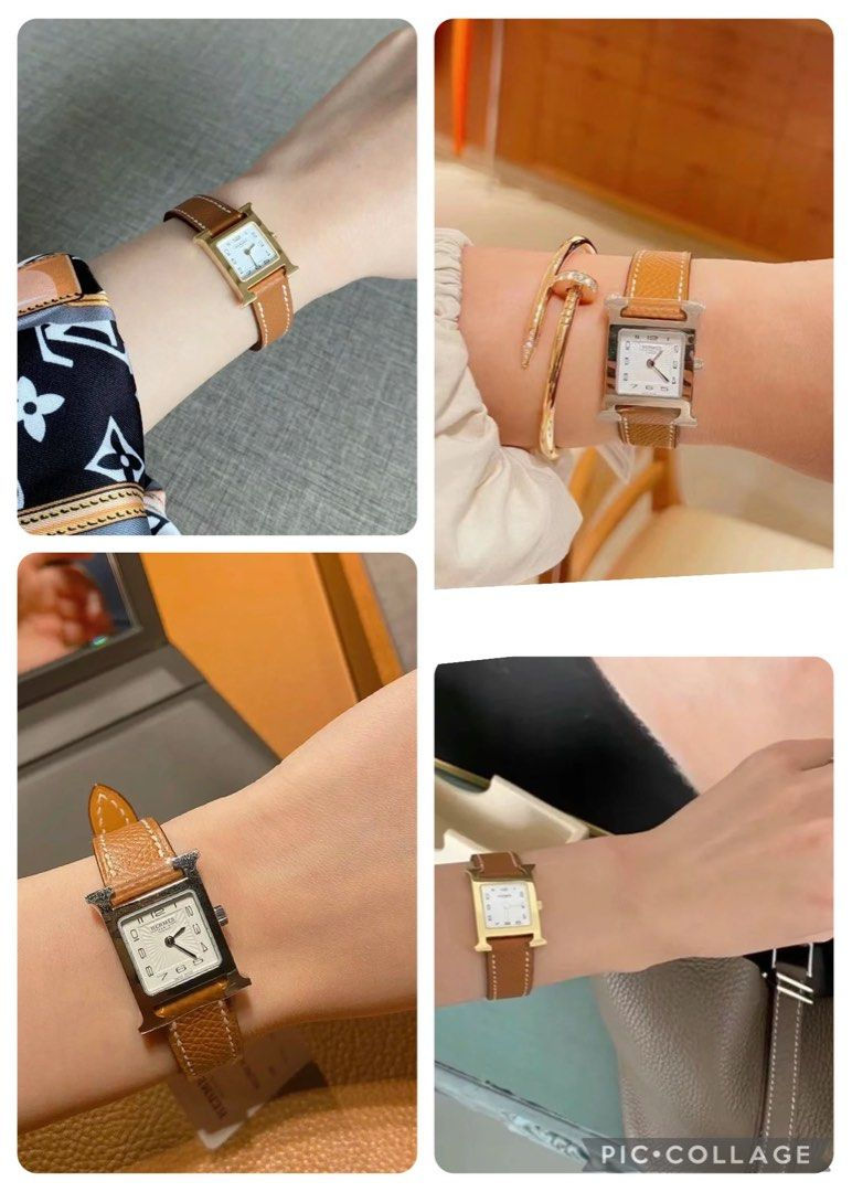 Thumbnail: BNIB Hermes Heure H watch Mini Model, 21mm, Gold Epsom