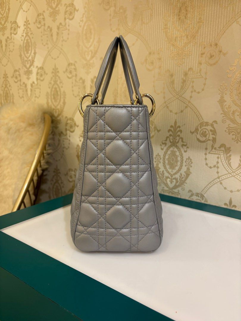 Thumbnail: Dior Lady Dior Medium Pearly Grey Lamb LGHW
