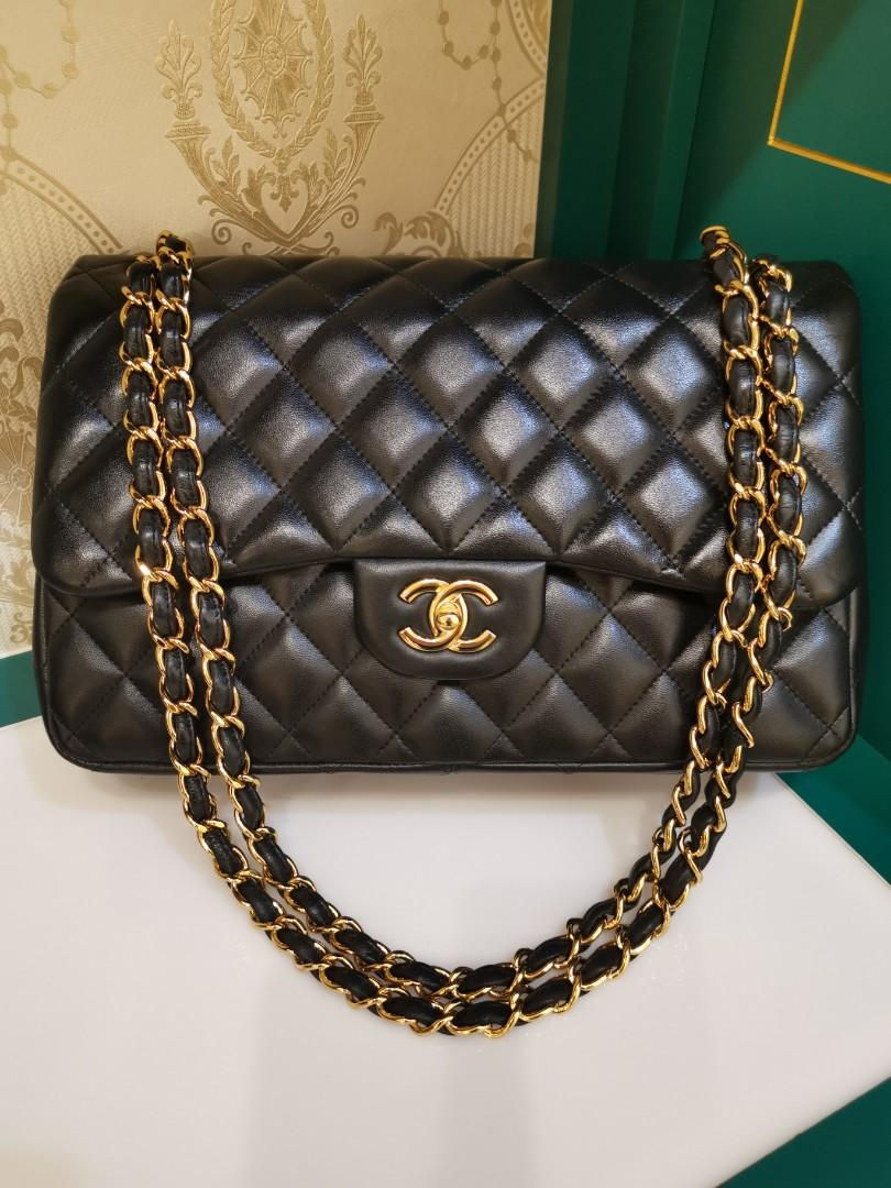 Thumbnail: #15 LNIB Chanel Jumbo Classic Double Flap Black Lamb GHW 