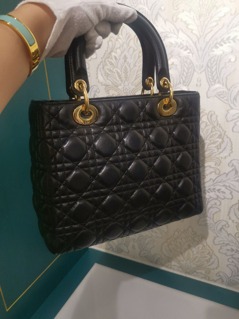 Thumbnail: Lady Dior Medium Black Lamb with GHW