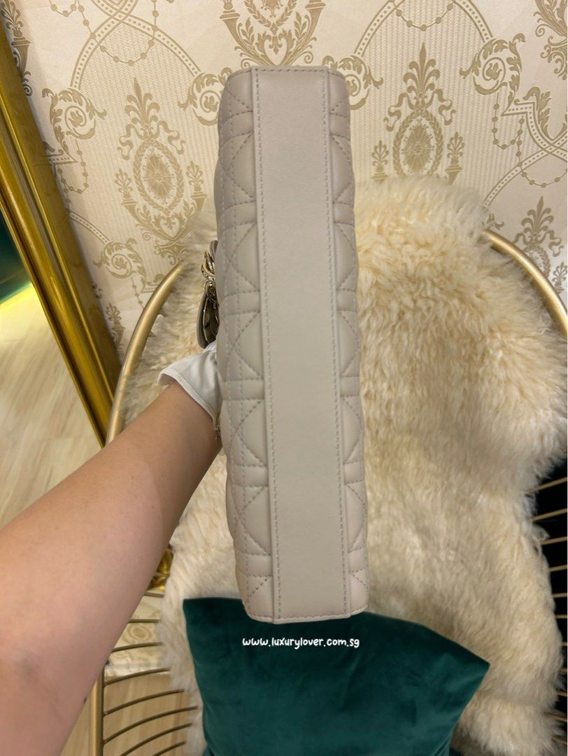 Thumbnail: LNIB Dior Medium Lady D-Joy Bag Beige Lamb LGHW