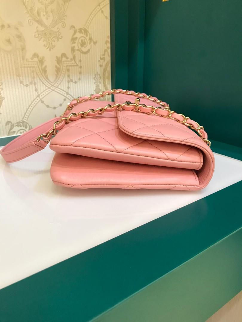 Thumbnail: #27 Like New Chanel Trendy CC Shoulder Flap Pink Lamb Light GHW