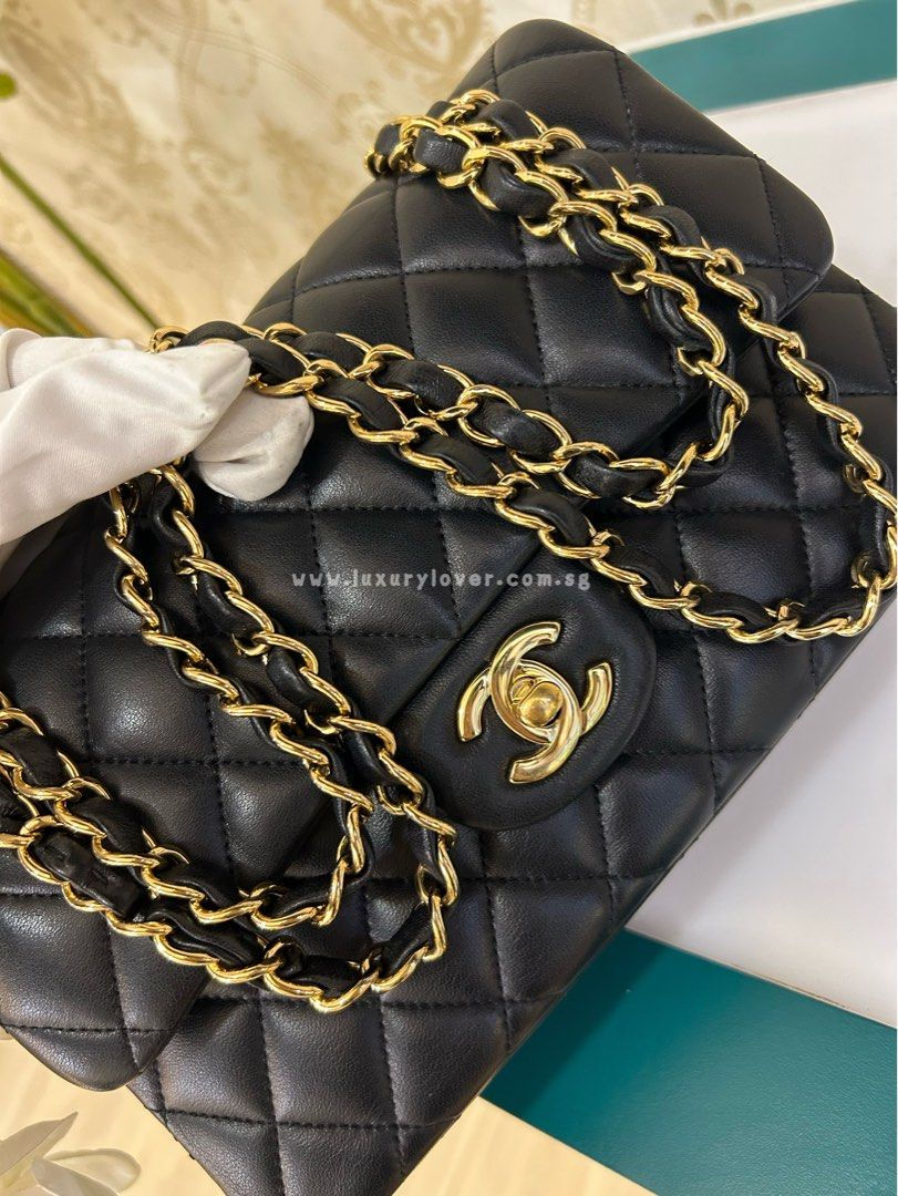 Thumbnail: #28 LNIB Chanel Classic Double Flap Small Black Lamb GHW