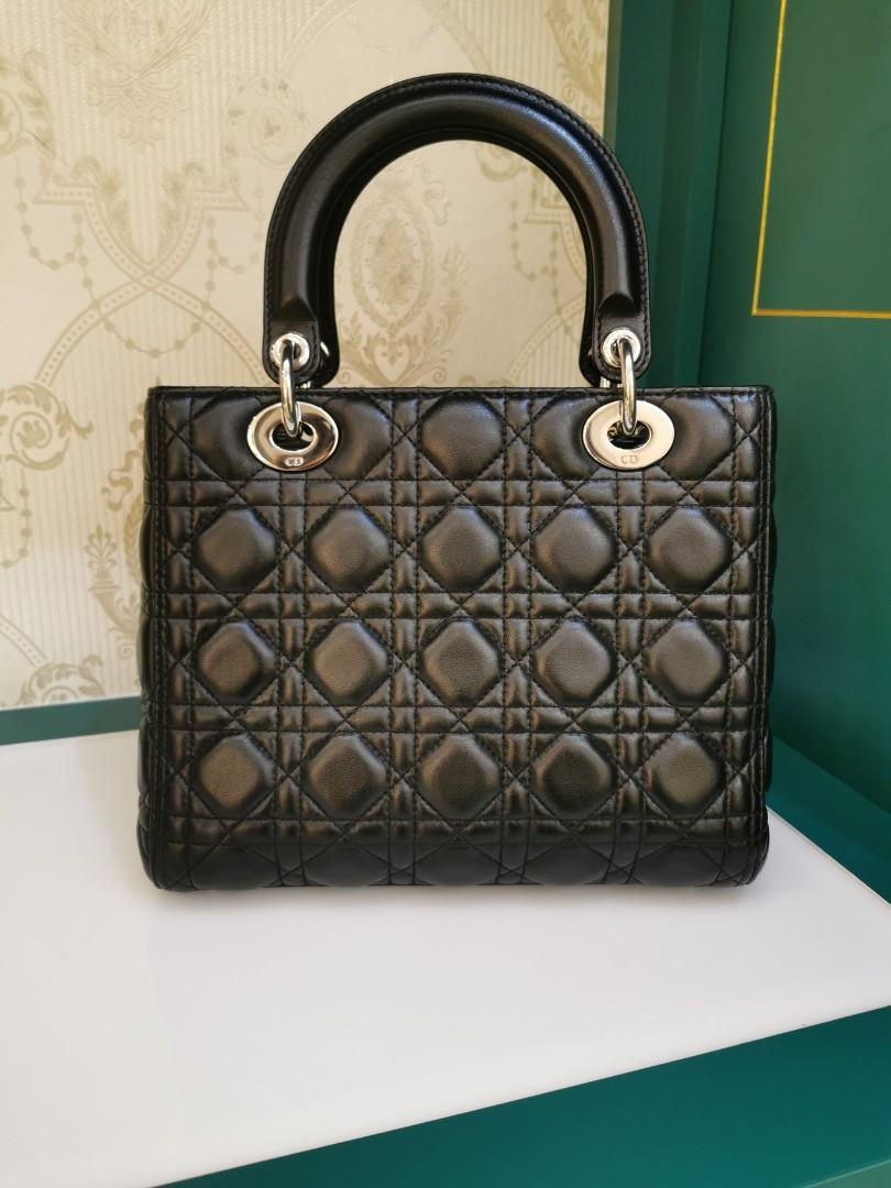Thumbnail: Lady Dior medium Black Lamb SHW