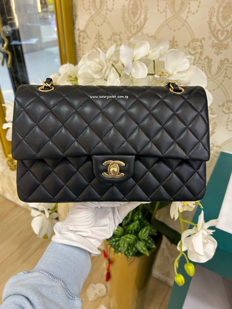 Thumbnail: #29 BNIB Chanel Medium Classic Double Flap Black Lamb GHW