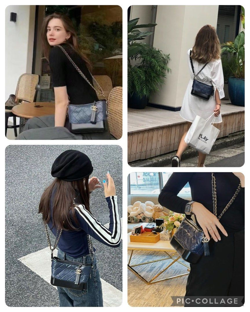 Thumbnail: #28 Chanel Gabrielle Hobo Small Navy/Black Aged Calf 3HW