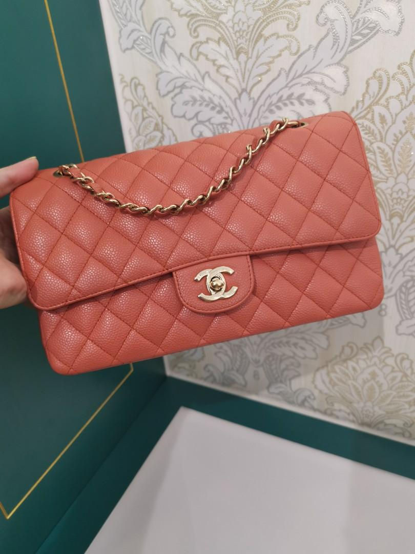 Thumbnail: Like New Chanel Medium Classic Double Flap Coral Caviar with GHW
