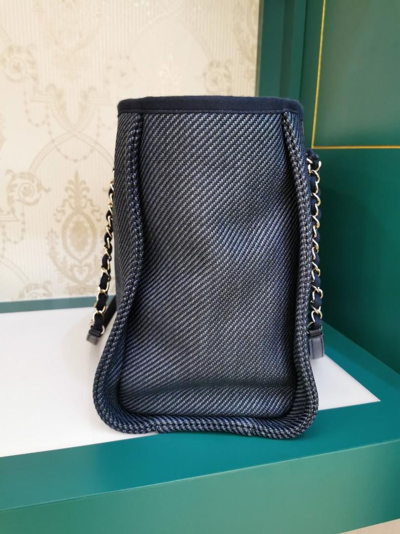 Thumbnail: #30 Like New Chanel Deauville Tote Navy Demin GHW