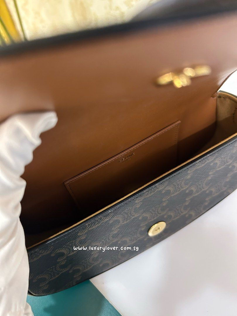 Thumbnail: Like New Celine Clutch on Strap Tabou in Triomphe Canvas & Calf GHW
