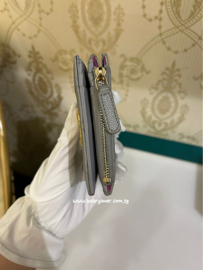 Thumbnail: Chanel 23B Small Zipped Wallet Grey Caviar GHW(Cash S$880)